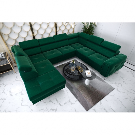 Orion Max I. U alakú ágyazható kanapé zöld