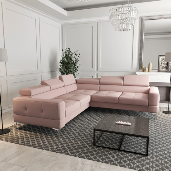 Toscania Max L alakú sarok ülőgarnitúra rózsaszín bőr