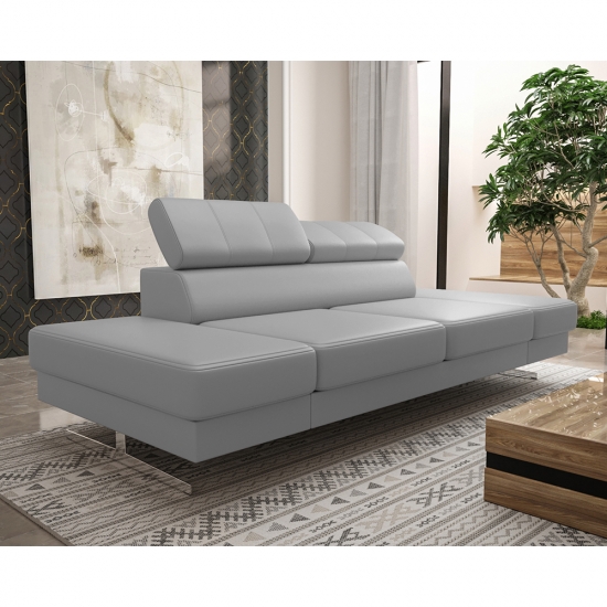 Emporio kétszemélyes kanapé világos szürke bőr
