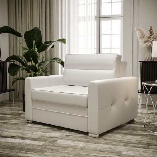 Arte ágyazható kényelmes fotel fehér bőr
