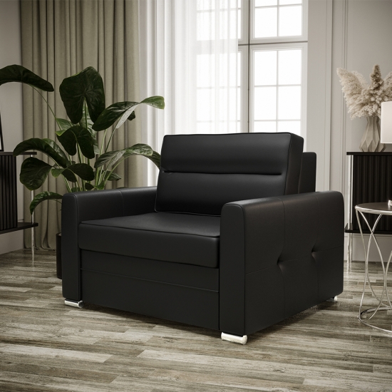 Arte ágyazható kényelmes fotel fekete bőr