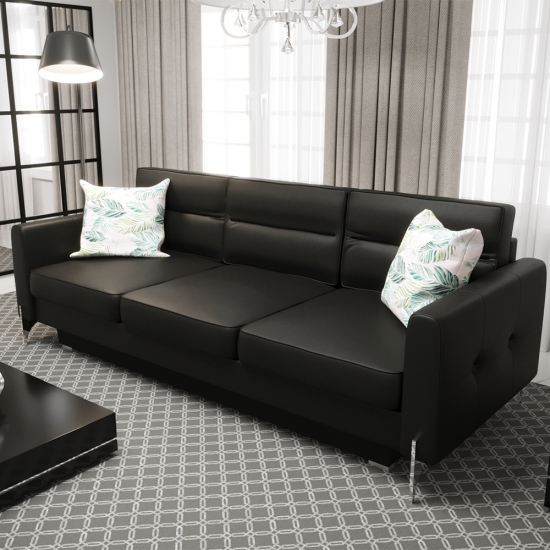 Arte DL ágyazható kényelmes kanapé fekete bőr