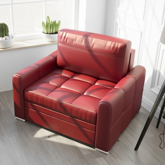Verona nagy ágyazható fotel piros bőr
