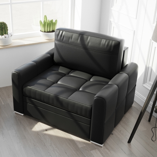 Verona nagy ágyazható fotel fekete bőr
