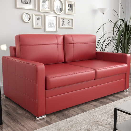 Avanti kis ágyazható kanapé piros bőr