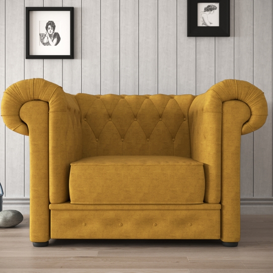 Manchester chesterfield stílusú fotel sárga