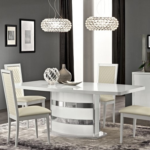 Roma modern olasz magasfényű fehér étkezőasztal és szék