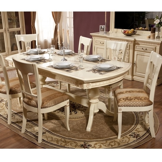 Venetia krém színű klasszikus bővíthető étkezőasztal