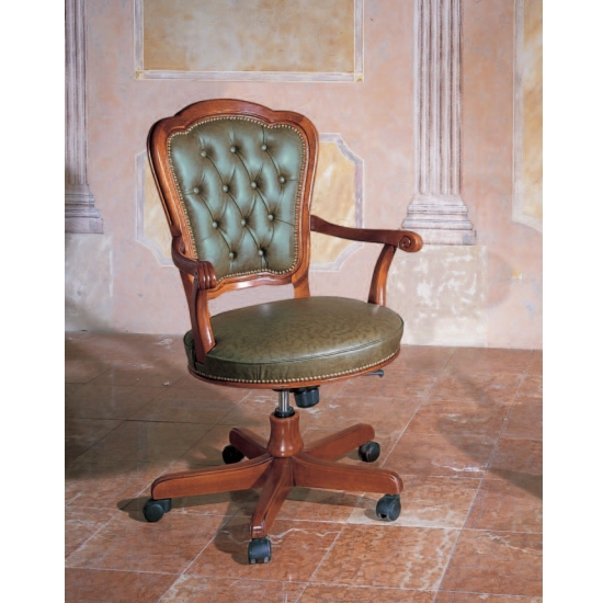 Barocco dió színű főnöki karfás bőr fotel Art. 1501
