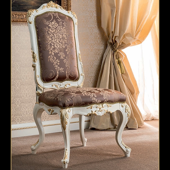 Deluxe exkluzív fehér támlás szék arany díszítéssel
