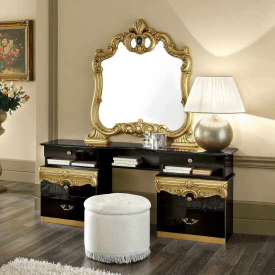 Barocco Gold fekete-arany fésülködőasztal